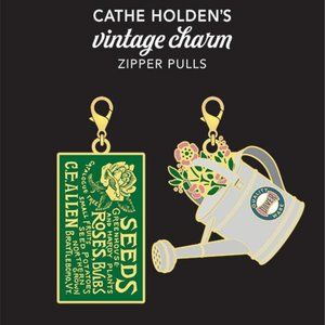 Gardening Seed Packet and Watering Can Enamel Zipper Pulls Cathe Holden CH114V